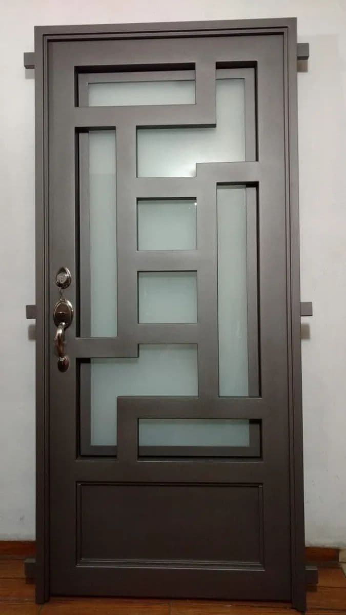 Patterned glazed metal door
